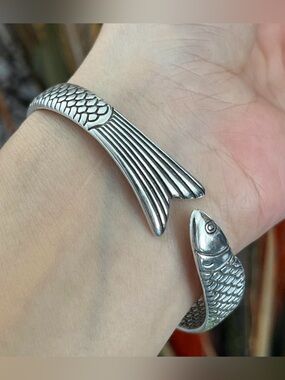 Silver Fish Tail Cuff Bracelet